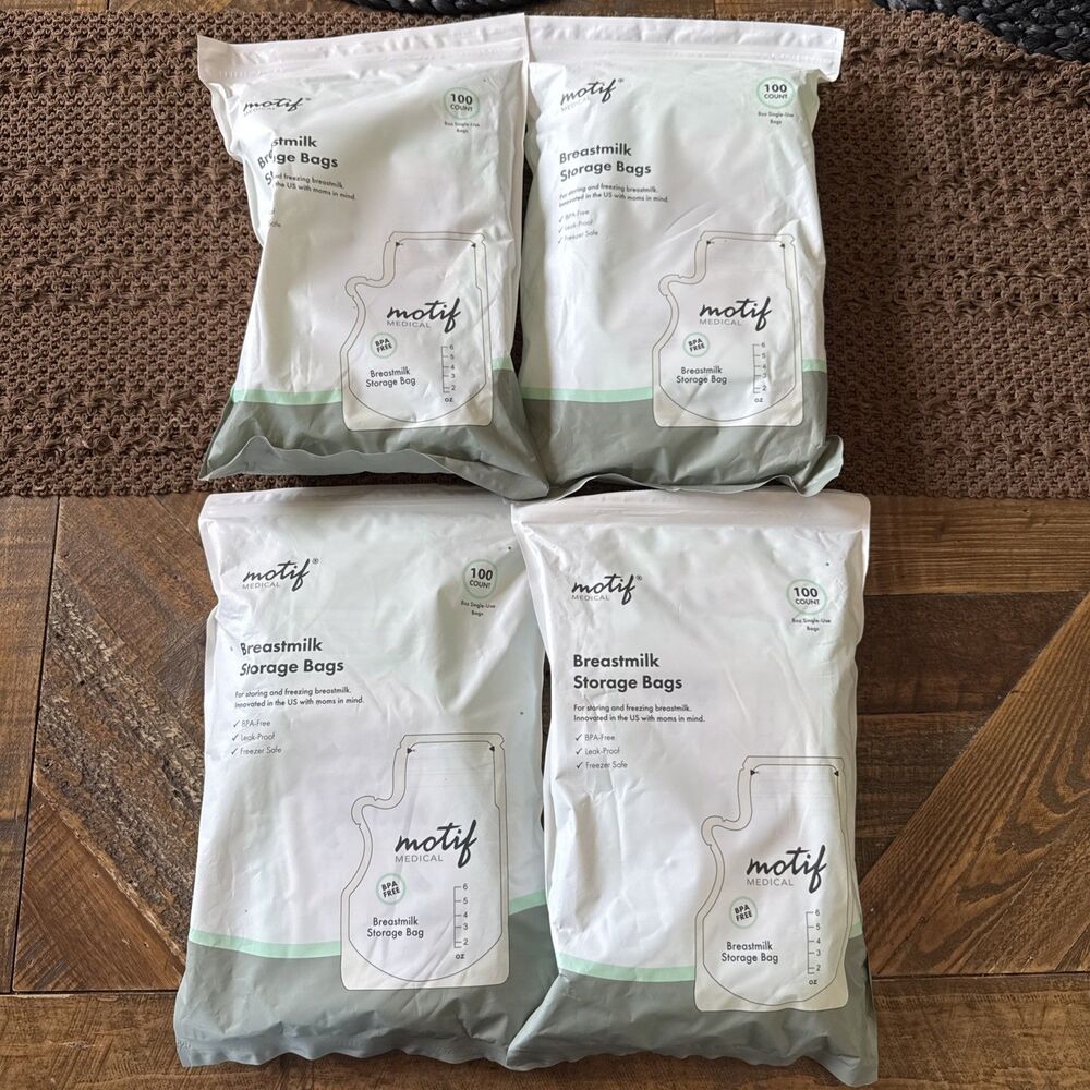 Motif Medical Breast Milk Storage Bags 8oz 400 Count Lot of 4 NEW Sealed